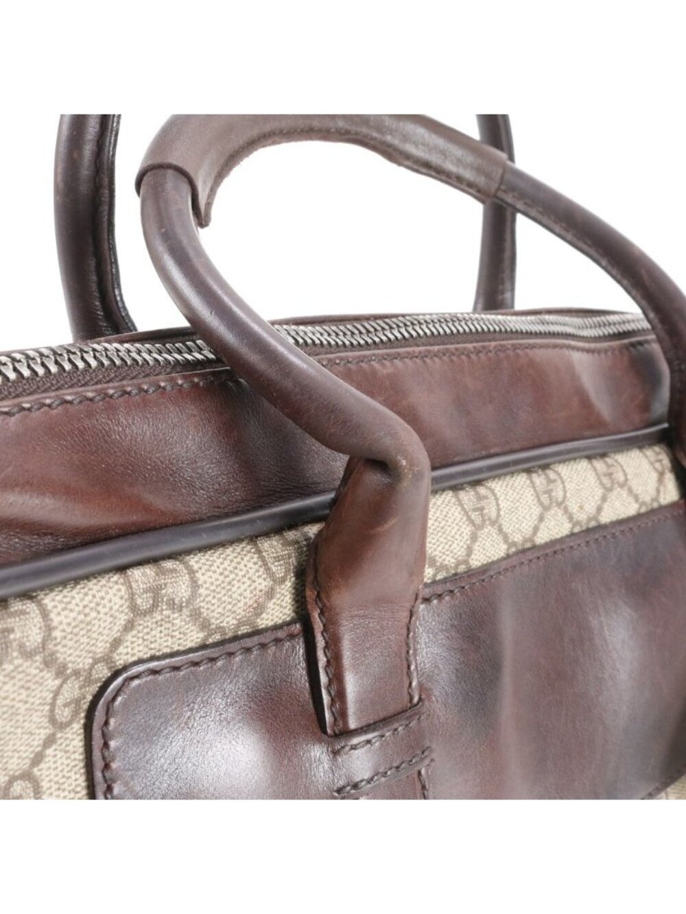 Gucci GG Canvas Leather Business Document Briefcase Tote Brown Ree - Picture 9 of 11